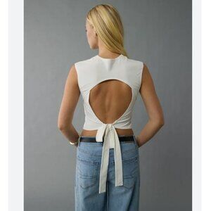 American Eagle Outfitters Off-White Tie-Back Tee, Size S